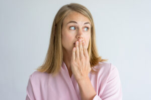 Lady with bad breath